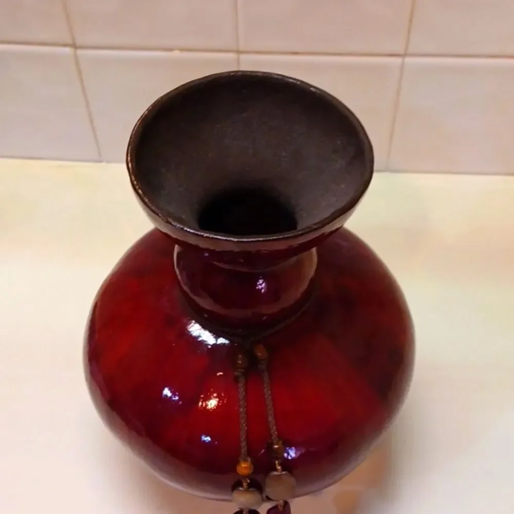 Gourd‎ Finished To A Vase Handcrafted New  10Tx22 Round Signed New